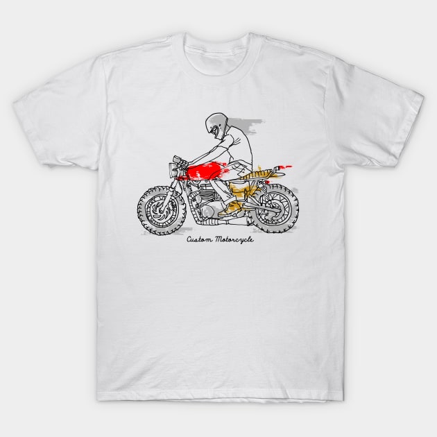 Custom Motorcycle (Bright Color) T-Shirt by quilimo